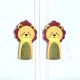 Handcrafted Acacia Wood Lion Fabric Handle Pair
